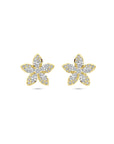 14K geelgouden oorknoppen bloem diamant 0.84ct 2x 0.42ct h si 11 mm - 4033490