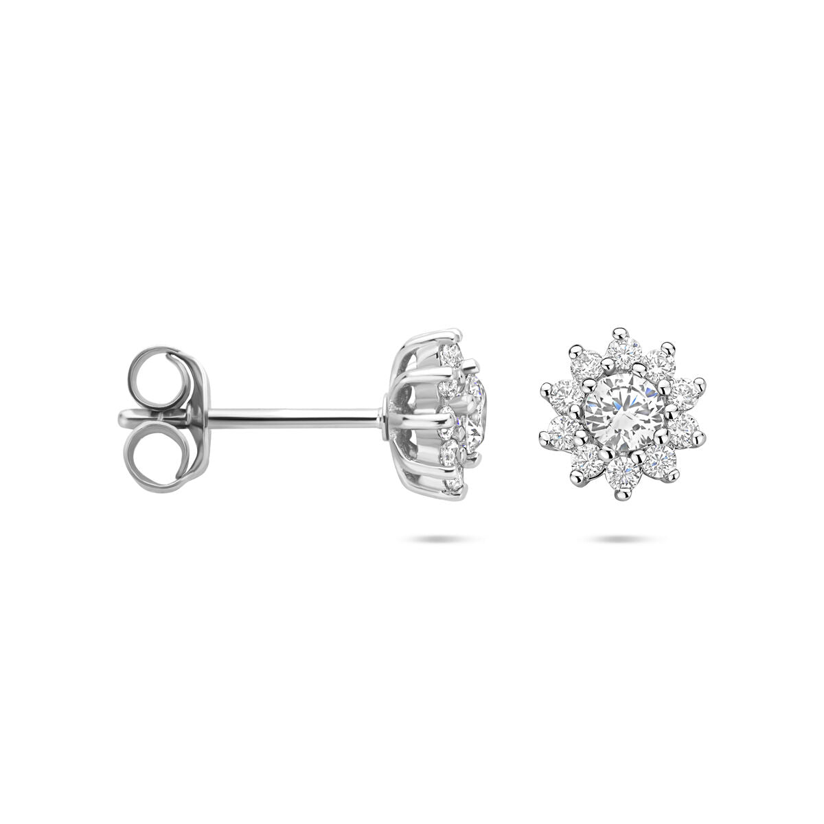 Zilveren gerhodineerde oorknoppen zirkonia 8 mm - 1340828