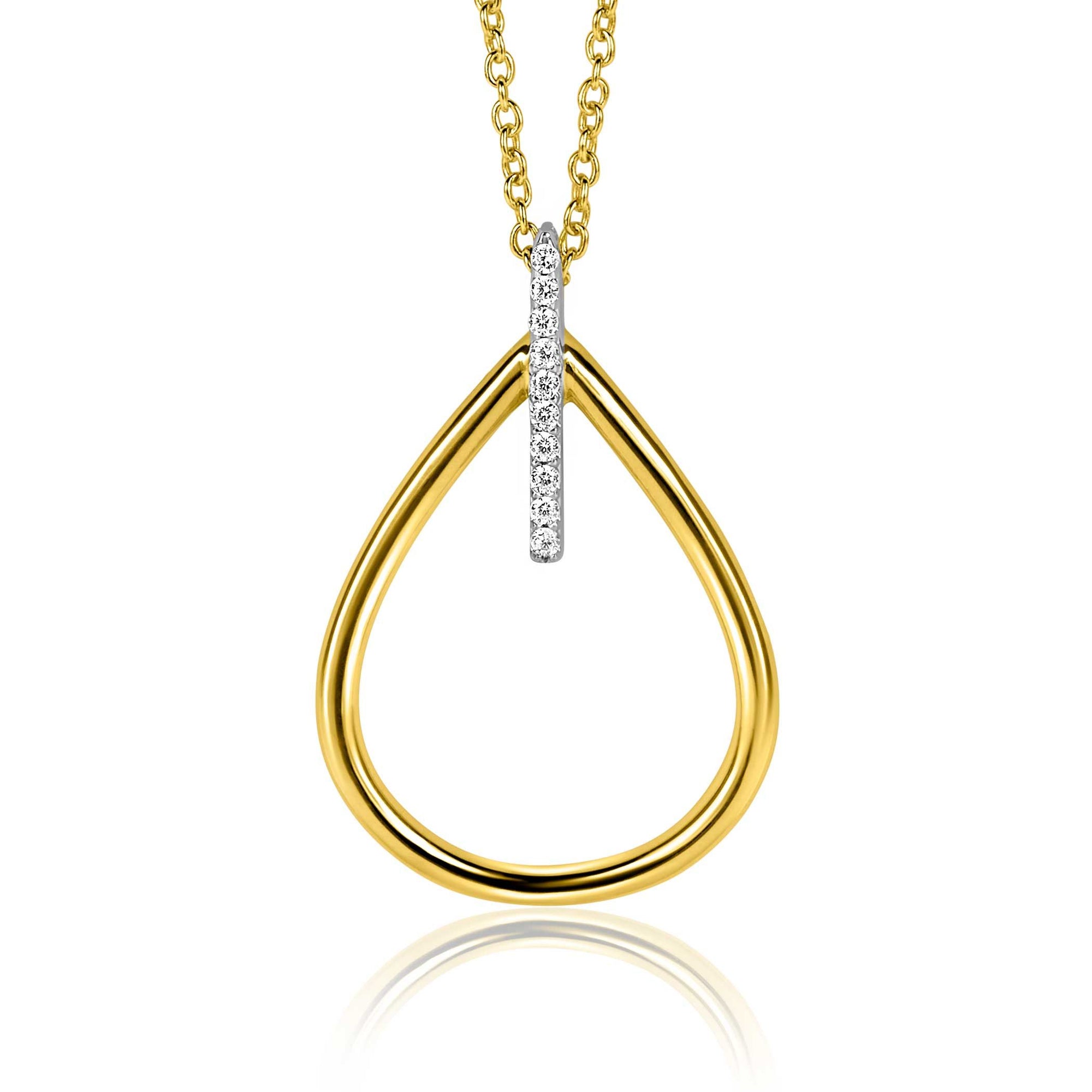Zinzi gold plated zilveren ovale hanger met luxe opvallend oog, bezet met witte zirkonia's ZIH2619 (zonder collier) - PansiteNederland.nl