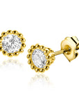 Zinzi Gold 14 krt gouden oorknoppen bezet met witte zirkonia in een bolletjes zetting ZGO319