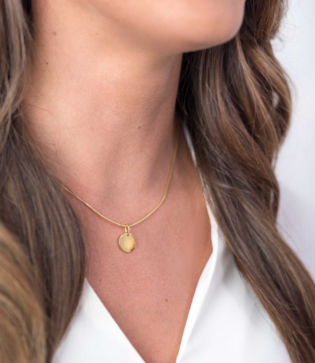 Zinzi gold plated zilveren hanger glad rond plaatje voor gravure ZIH2345G12 (zonder collier) - PansiteNederland.nl