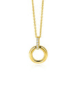 Zinzi Gold 14 krt gouden ronde hanger met luxe opvallend hangoog, bezet met witte zirkonia's ZGH512 (zonder collier) - PansiteNederland.nl