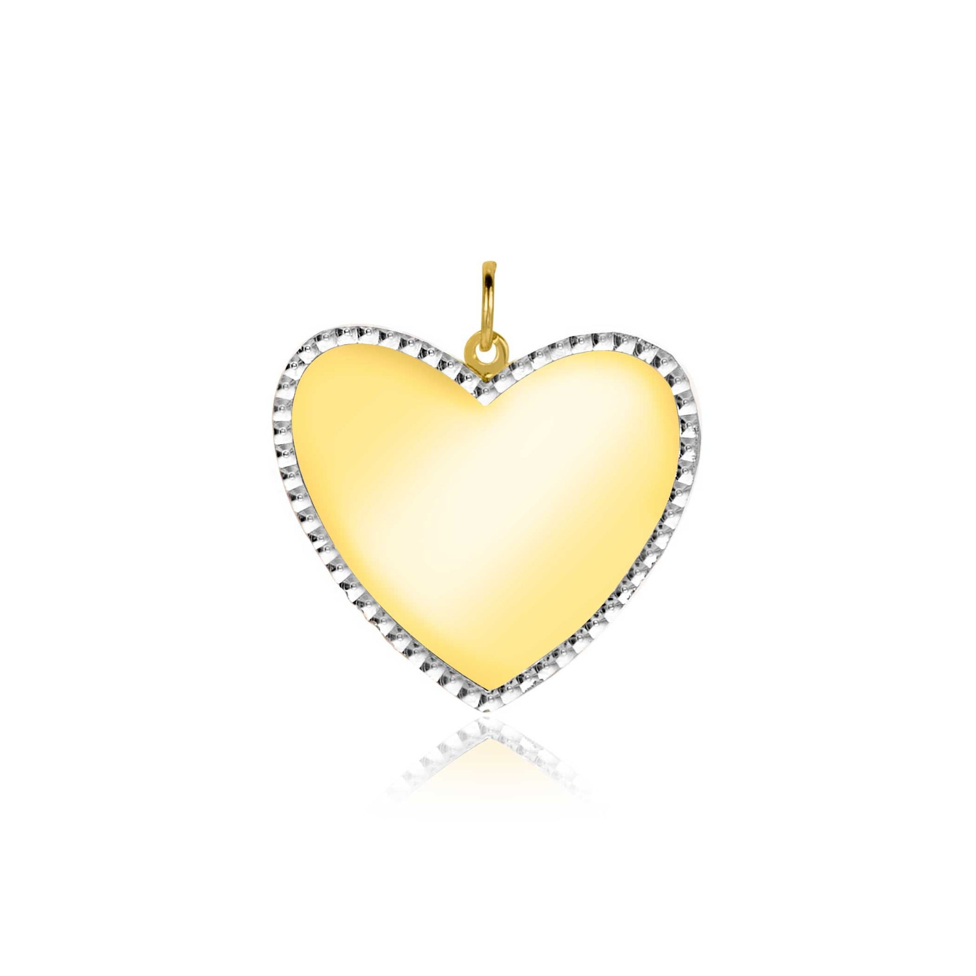 Zinzi Gold 14 krt gouden hanger met glanzend hartje van 19mm en met chique witgouden parelrand ZGH364-19 (zonder collier) - PansiteNederland.nl