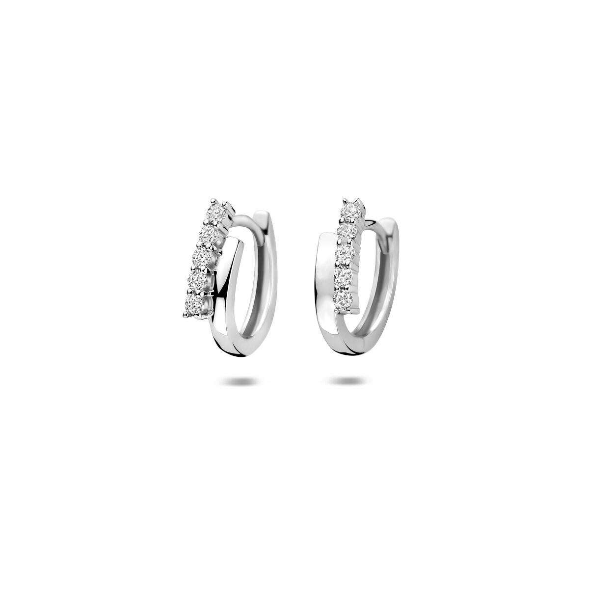 Zilveren gerhodineerde klapoorringen zirkonia 13 mm - 1341837