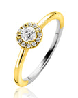 ZINZI gold plated zilveren entourage verlovingsring bezet met witte zirkonia's en klein hartje aan de zijkant ZIR2697Y - PansiteNederland.nl