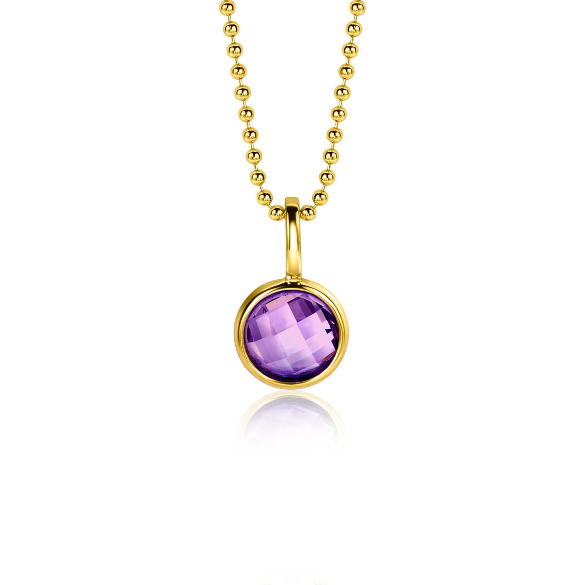 Zinzi FEBRUARI hanger 8mm gold plated geboortesteen paars amethist zirkonia ZIH-FEB (zonder collier) - PansiteNederland.nl