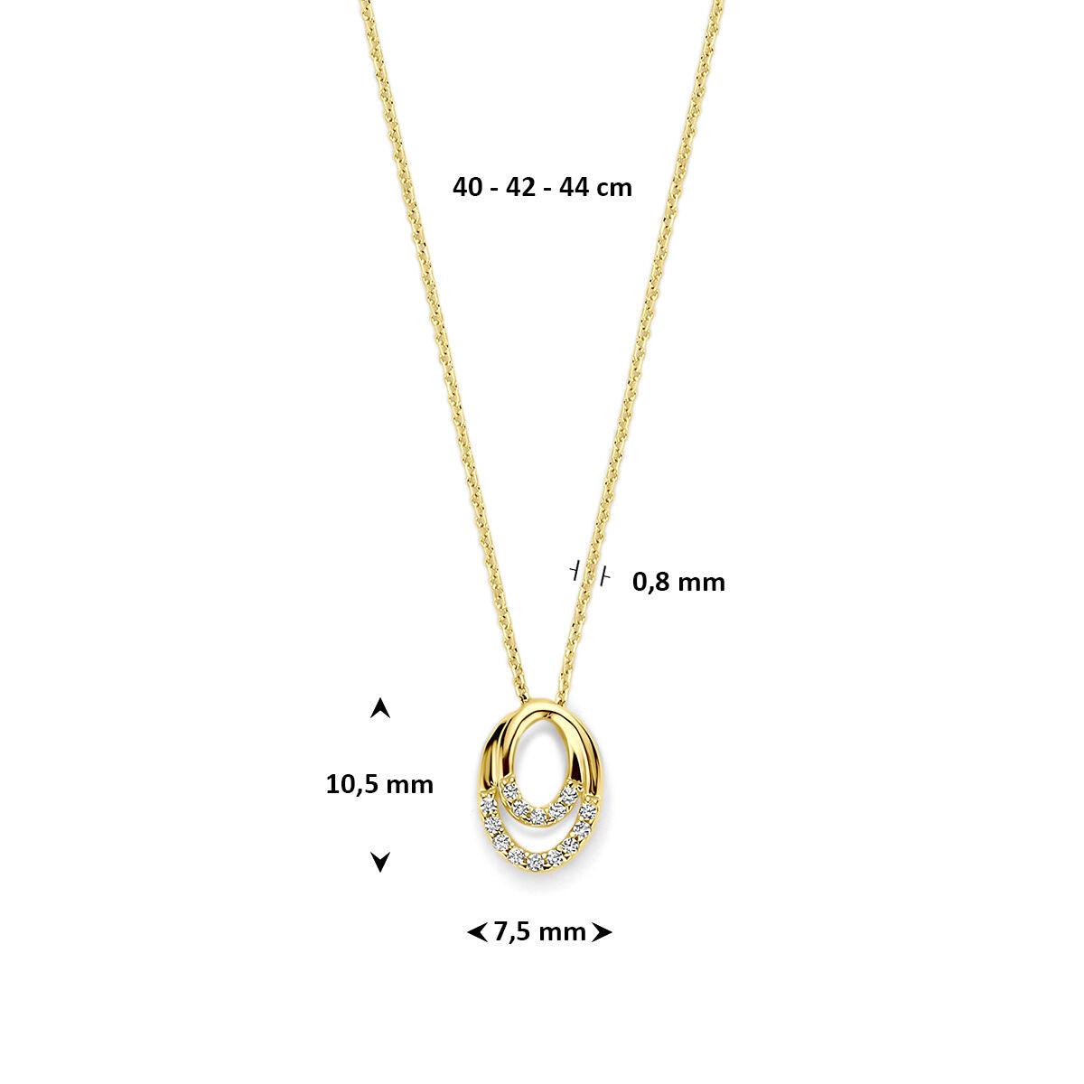 Fantasy Collection Collier zirkonia 40 - 42 - 44 cm 14K geelgoud