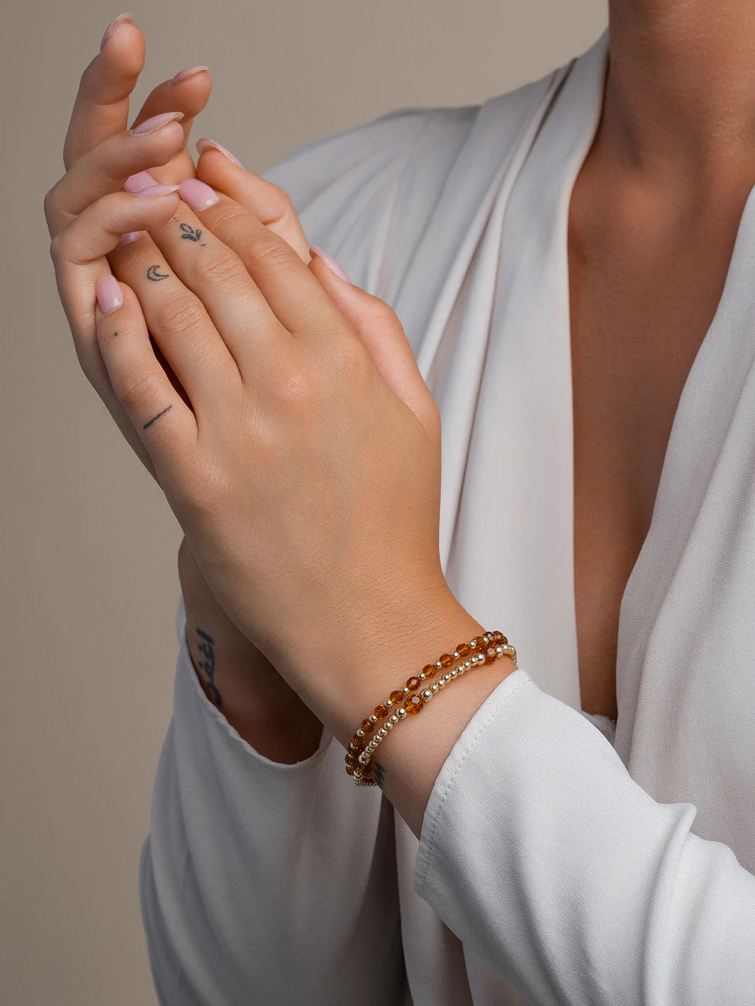 Sparkling Jewels Armband - Citrine Quartz Interstellar - Goud 3mm SBG-GEM38-3MM-MIX