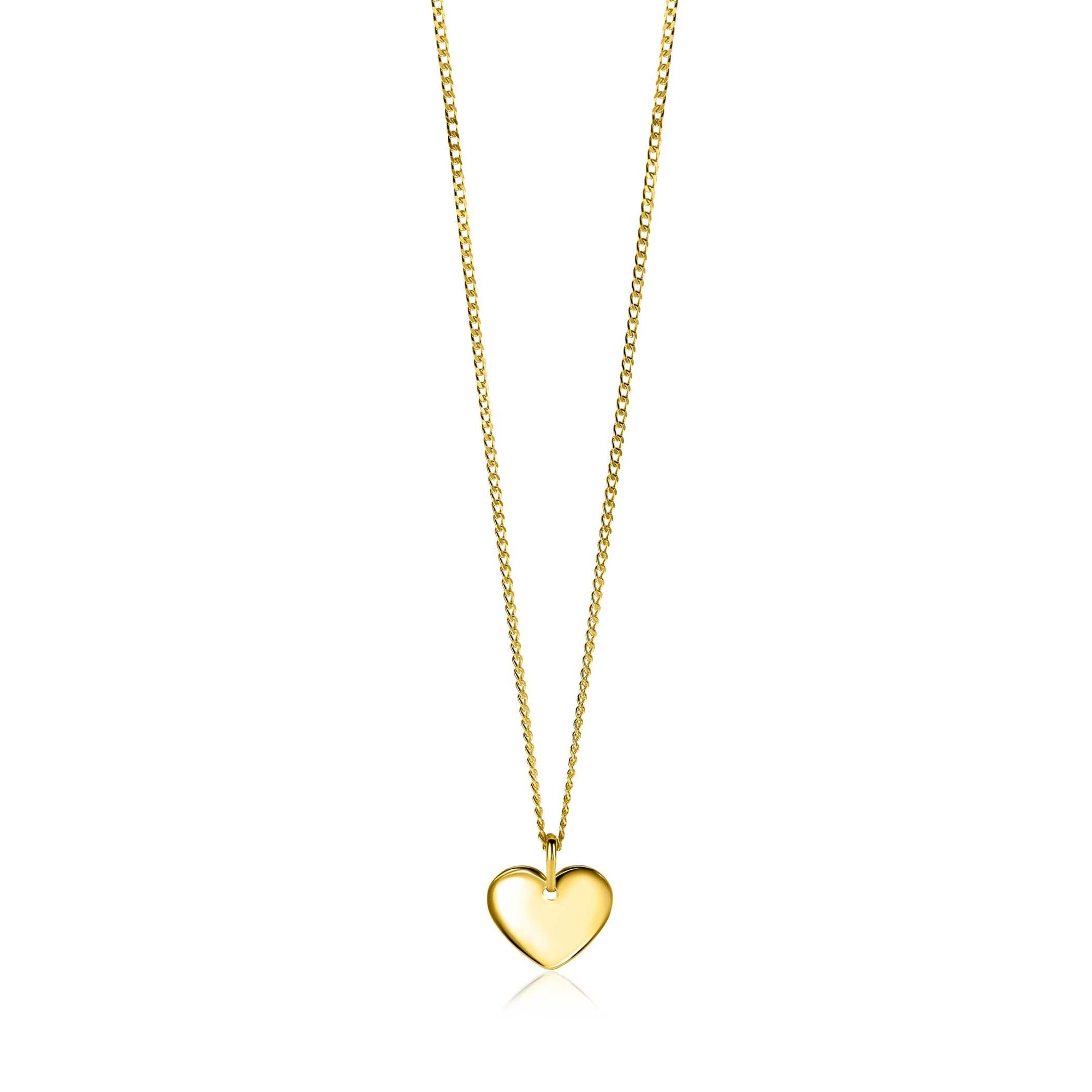 Zinzi gold plated zilveren hanger glad hart voor gravure ZIH2346G15 (zonder collier) - PansiteNederland.nl