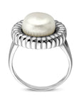 Zilveren Gerhodineerde Ring Parel 1341108
