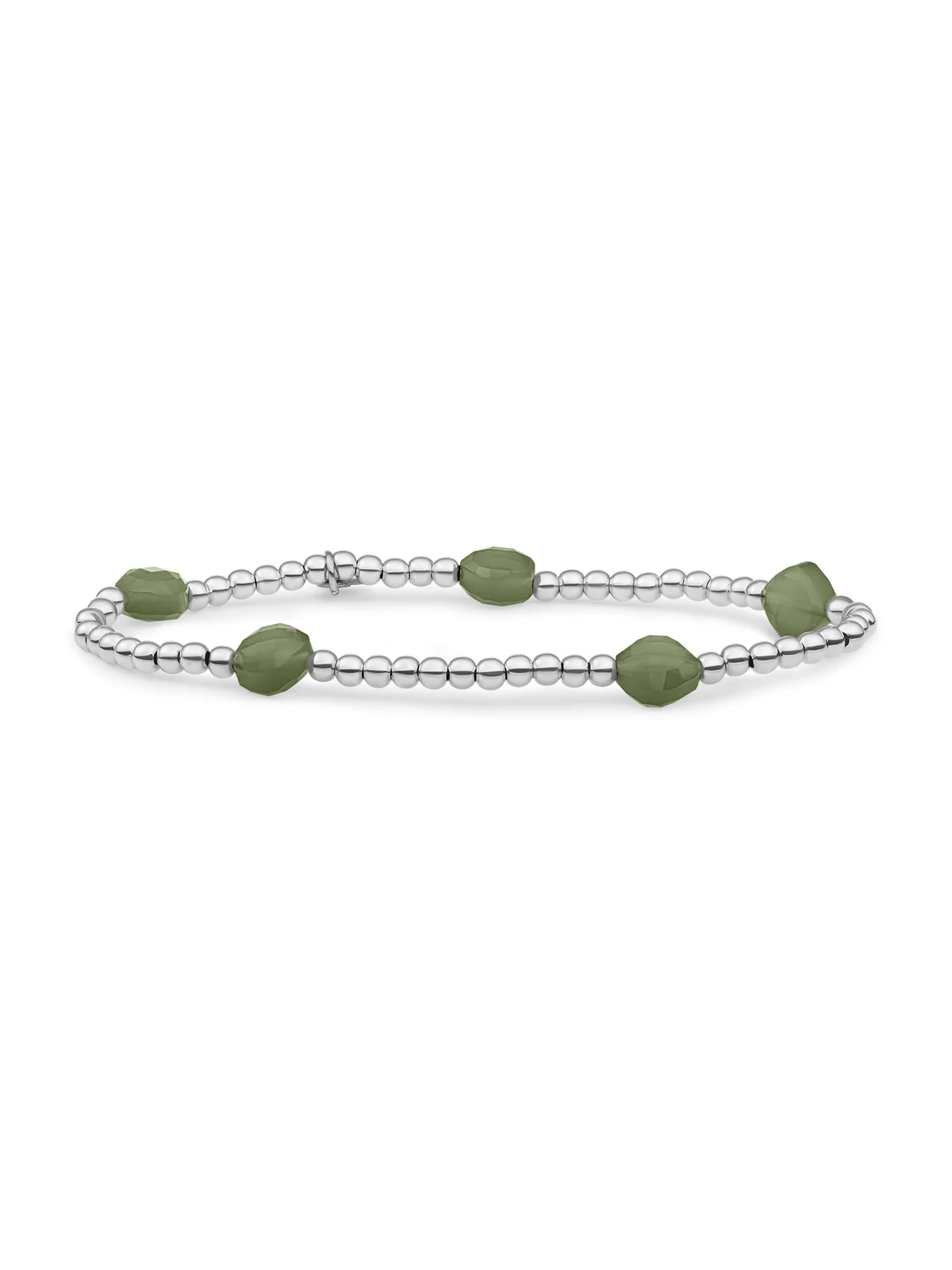 Sparkling Jewels armband Lime Jade Cushion Cut Beads - Silver SB-S-3MM-CC-G64 - PansiteNederland.nl