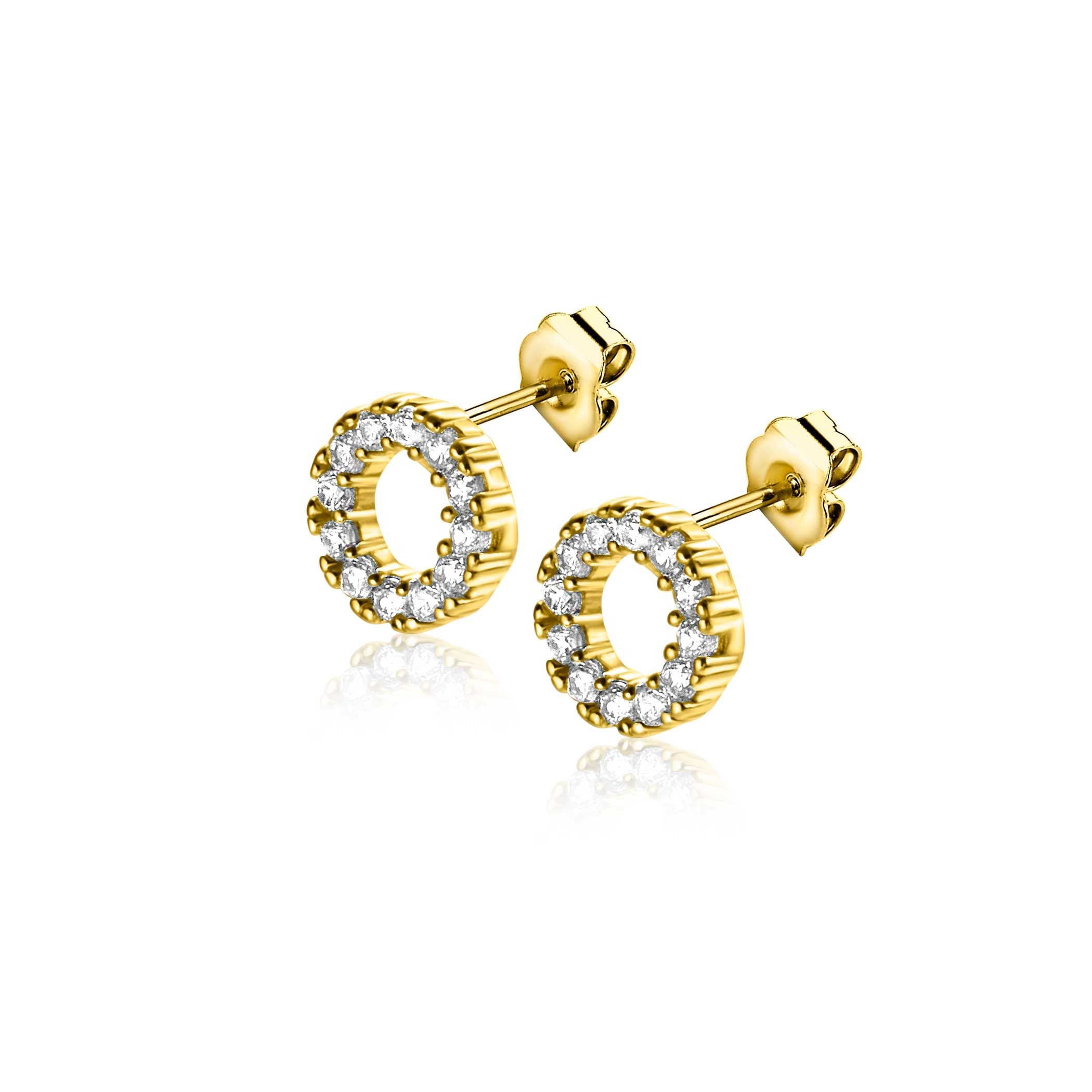 ZINZI 14K Gouden Oorknoppen met Witte Zirkonia ZGO456 oorbellen
