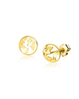 Zinzi Gold 14 krt gouden oorknoppen met wereldkaart ZGO474