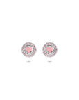 Zilveren gerhodineerde oorknoppen emaille hart zirkonia 7 mm - 1341275