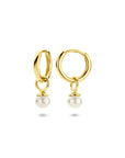Zilveren vergulde geel klapoorringen parel 18 mm 1 micron - 2104042