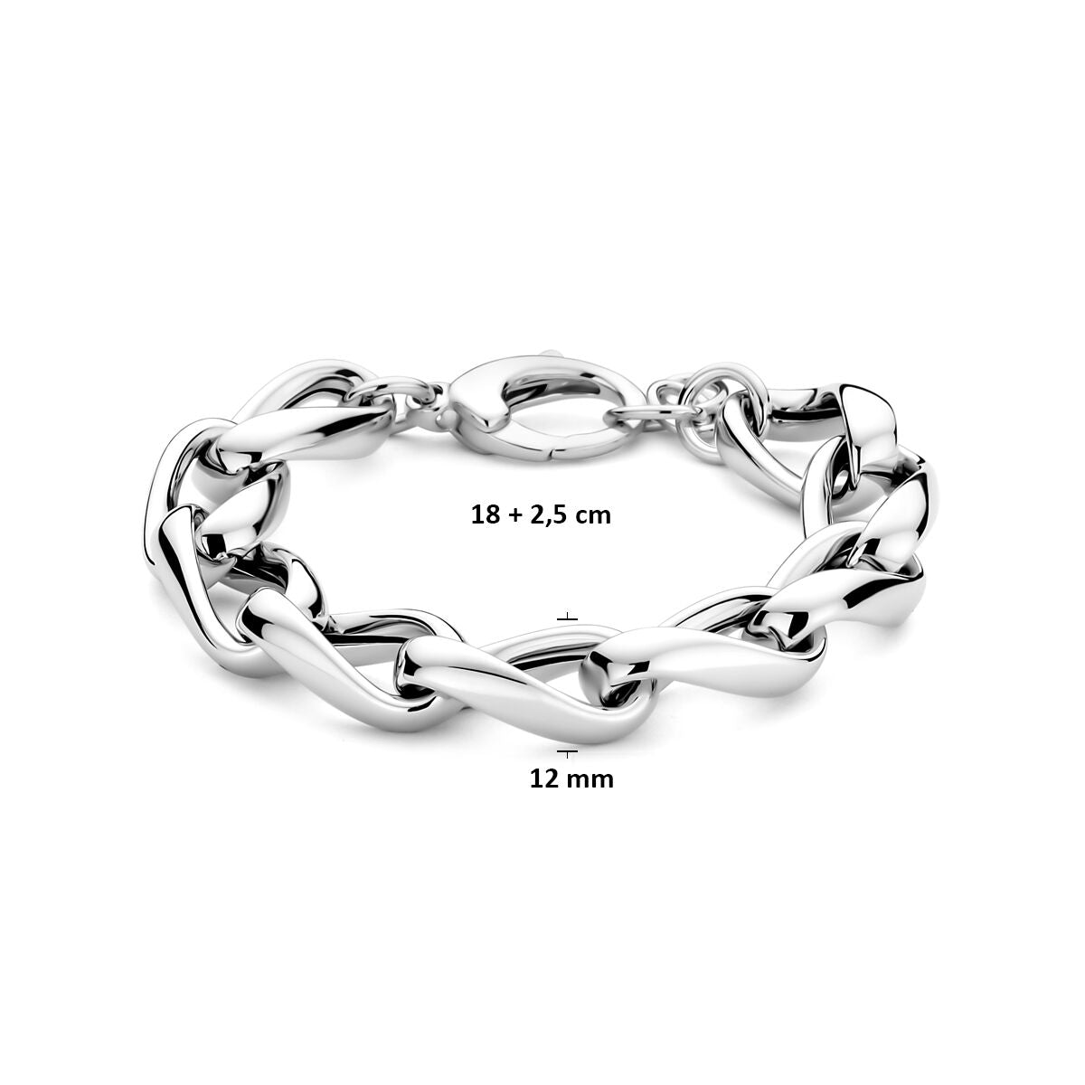 Fantasy Collection Armband 12 mm 18 + 2,5 cm zilver