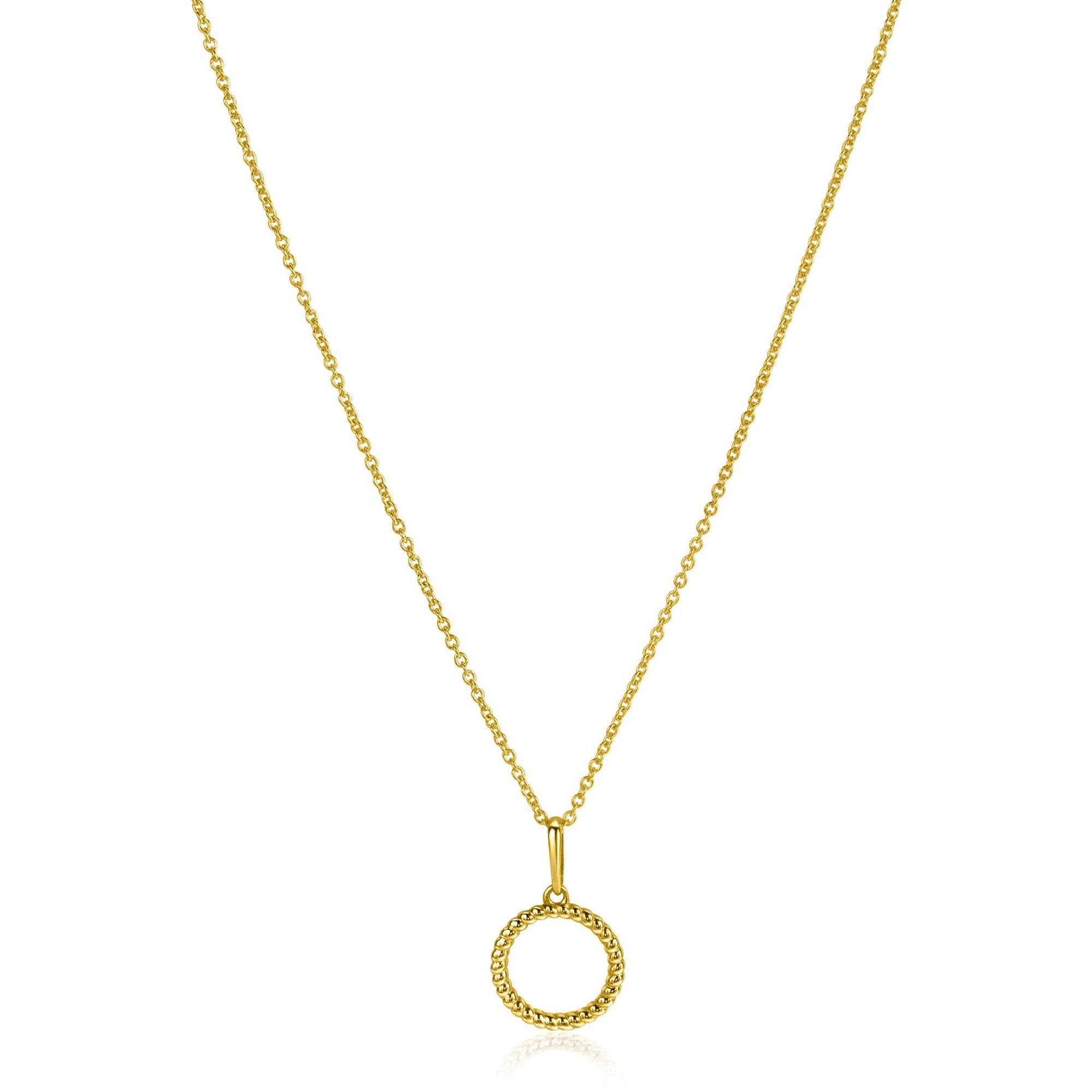 Zinzi Gold 14 krt gouden hanger met open ronde vorm 10mm, met gedraaide buis ZGH400 (zonder collier) - PansiteNederland.nl