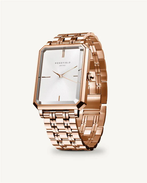 Rosefield horloge OCWSRG-O42 The Octagon White Sunray Steel Rose Gold - PansiteNederland.nl