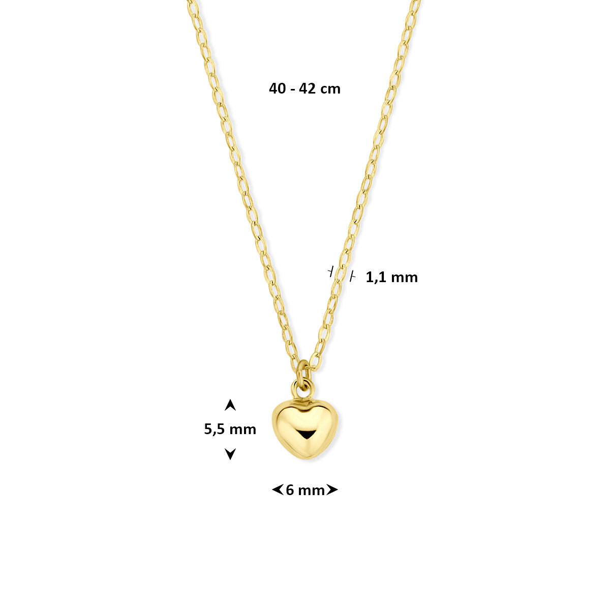 Fantasy Collection Collier hartje 40 - 42 cm 14K geelgoud