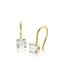 Zinzi Gold 14 krt gouden oorhangers bezet met een ronde witte zirkonia 6mm ZGO480