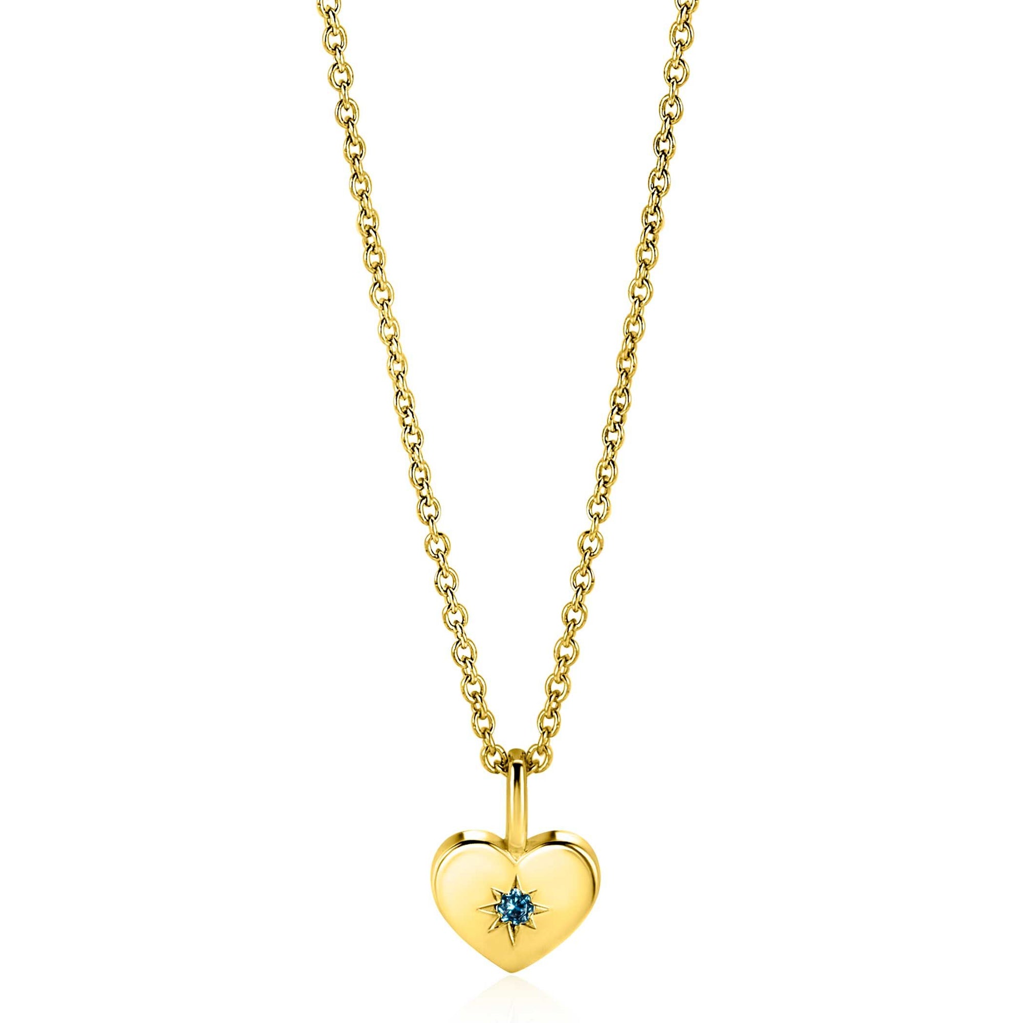 Zinzi MAART hanger 12mm gold plated hart geboortesteen blauw aquamarijn zirkonia ZIHY-MRT (zonder collier) - PansiteNederland.nl
