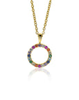 Zinzi zilveren hanger 14K geel verguld 12mm bezet regenboog ZIH2170 (zonder collier) - PansiteNederland.nl