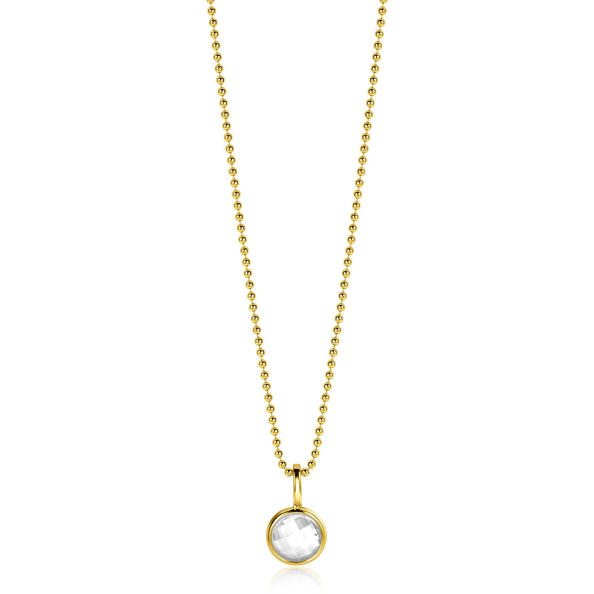 Zinzi APRIL hanger 8mm gold plated geboortesteen diamant wit zirkonia ZIH-APR (zonder collier) - PansiteNederland.nl