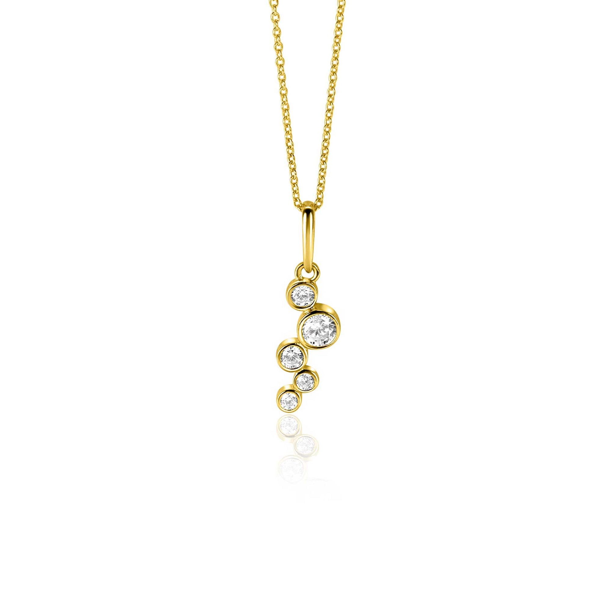 Zinzi Gold 14 krt gouden hanger met ronde zettingen bezet met witte zirkonia's ZGH513 (zonder collier) - PansiteNederland.nl