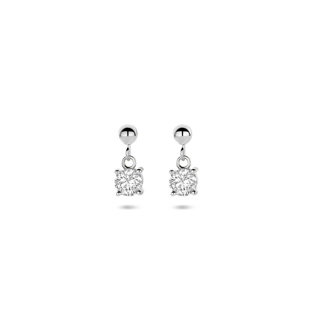 Zilveren gerhodineerde oorhangers zirkonia 11 mm - 1340981