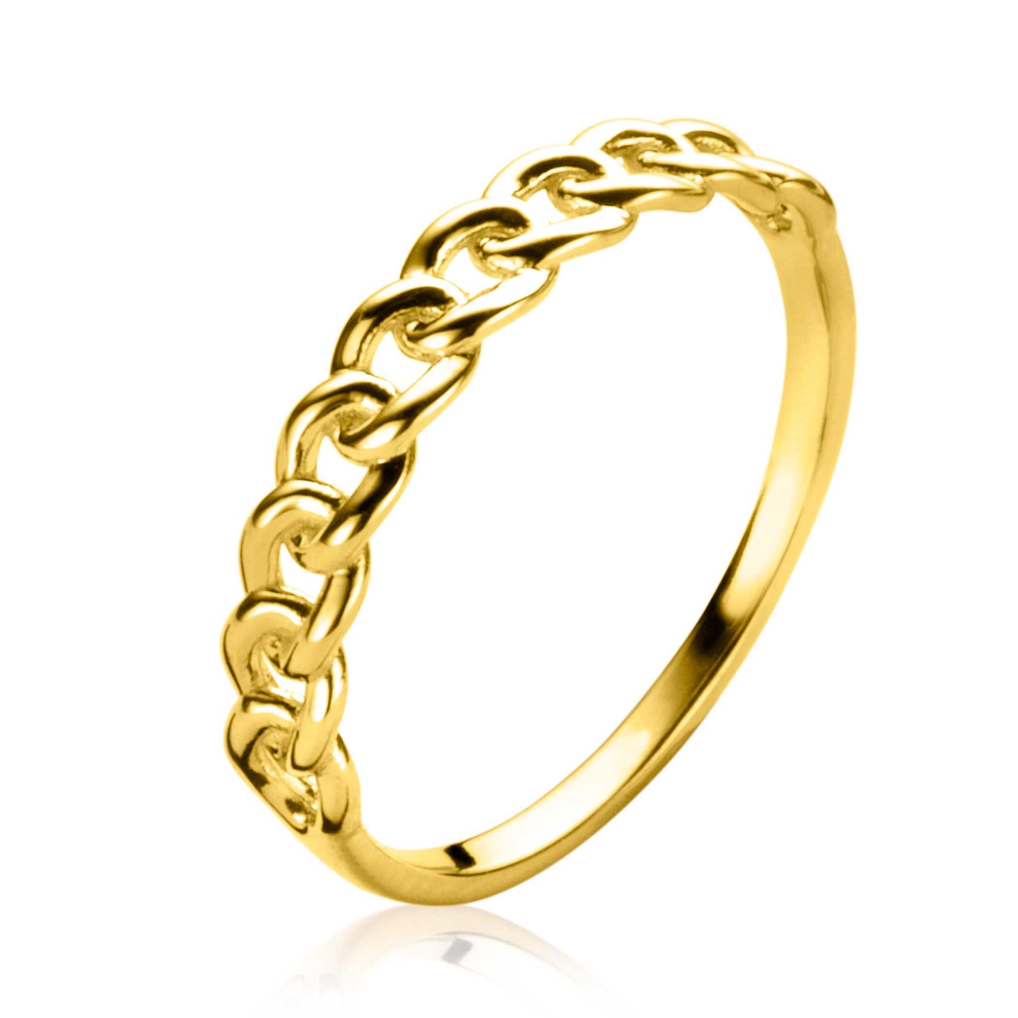 ZINZI Gold 14 karaat gouden schakelring van 3,6mm breed, met de populaire gourmet-schakel ZGR375 - PansiteNederland.nl