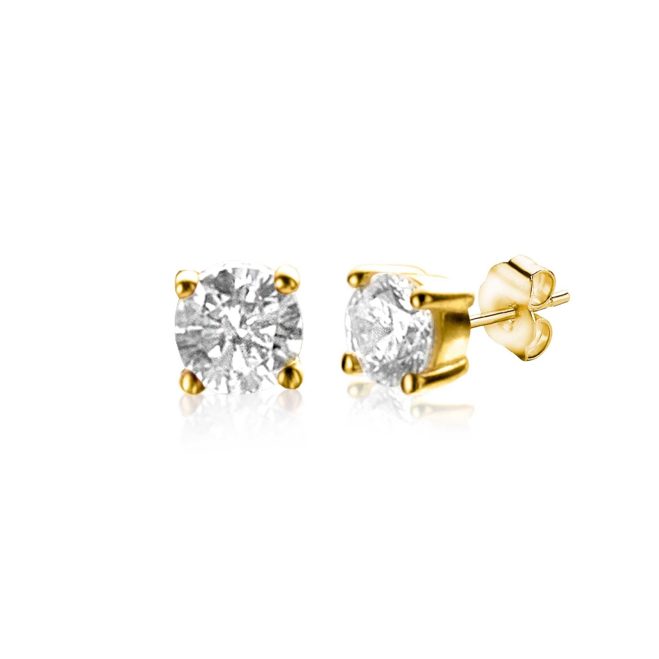 ZINZI 14K Gouden Oorknoppen met Witte Zirkonia ZGO385 oorbellen