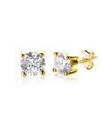Zinzi Gold 14 krt gouden oorknoppen 3mm met witte zirkonia in chaton zetting ZGO385