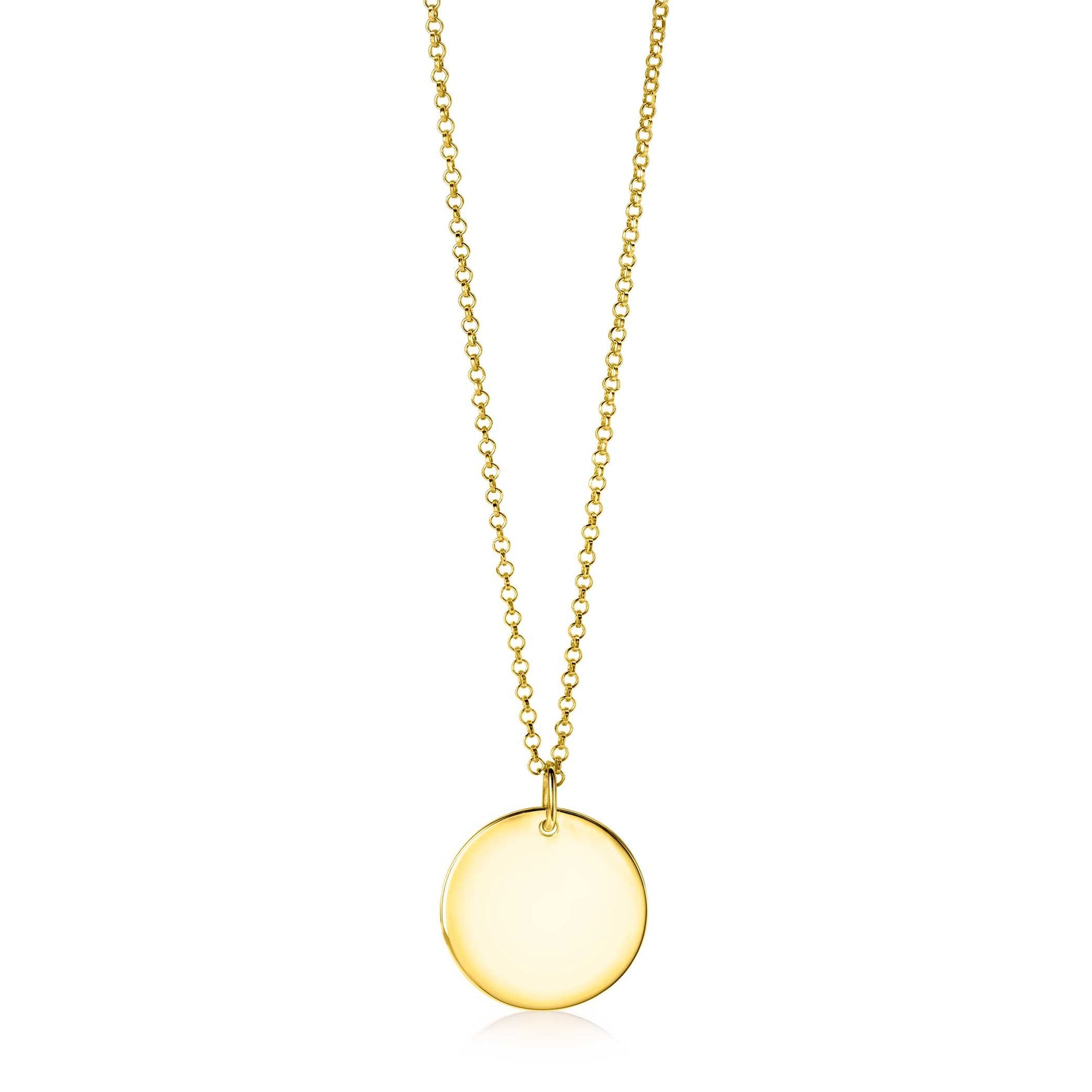 Zinzi gold plated zilveren hanger gladde ronde plaat voor gravure ZIH2345G20 (zonder collier) - PansiteNederland.nl
