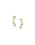 Zinzi Gold 14 krt gouden fantasie oorstekers bezet met vierkante en peervormige witte zirkonia's ZGO464