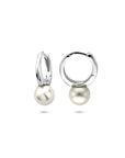 Zilveren gerhodineerde klapoorringen parel 15 mm - 1341127