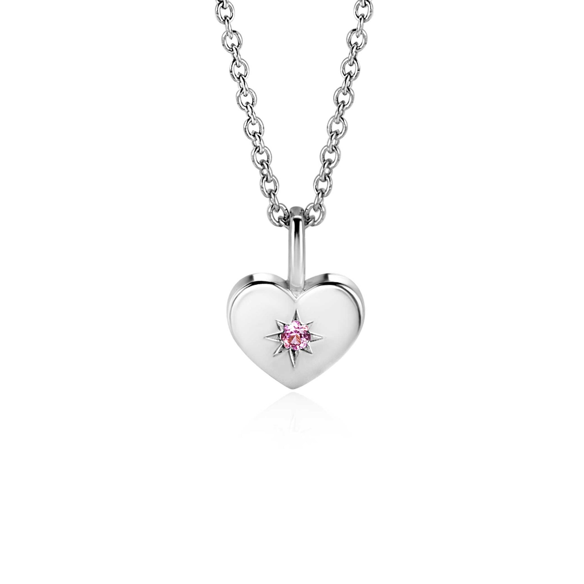 Zinzi OKTOBER hangerZIHZ-OKT 12mm gold plated hart geboortesteen roze rozenkwarts zirkonia (zonder collier) - PansiteNederland.nl