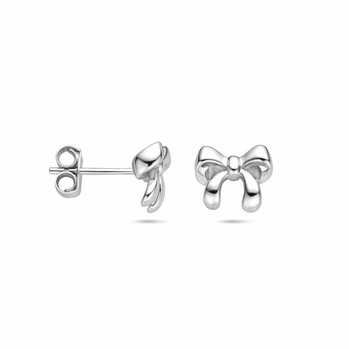 Zilveren gerhodineerde oorknoppen strik 8 mm - 1340886
