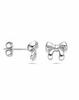 Zilveren gerhodineerde oorknoppen strik 8 mm - 1340886
