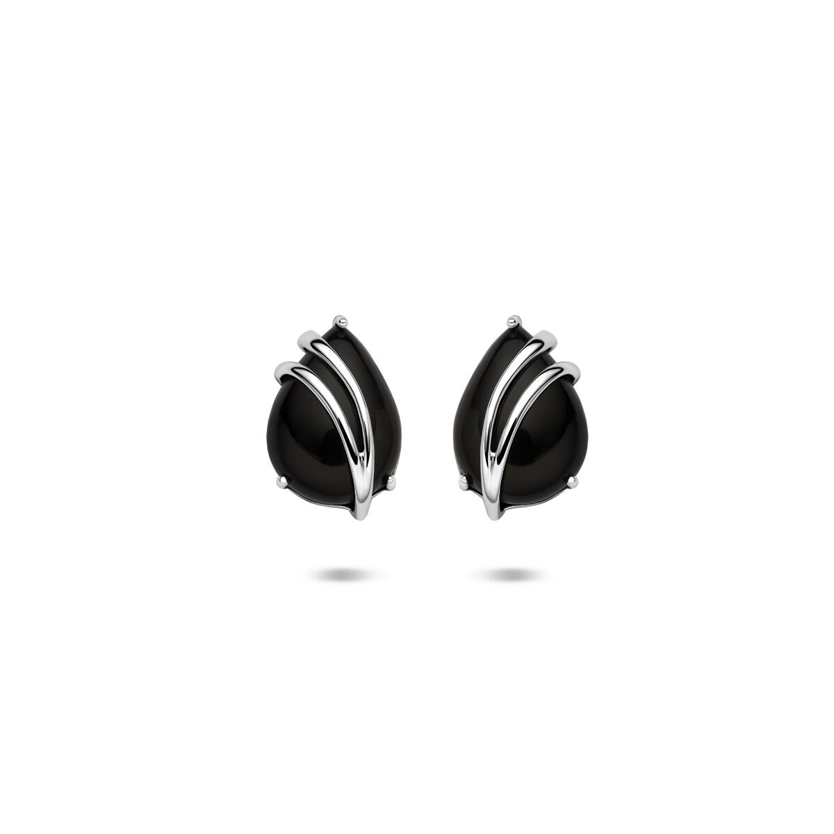 Zilveren gerhodineerde oorknoppen druppel onyx 11 mm - 1341304