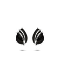 Zilveren gerhodineerde oorknoppen druppel onyx 11 mm - 1341304
