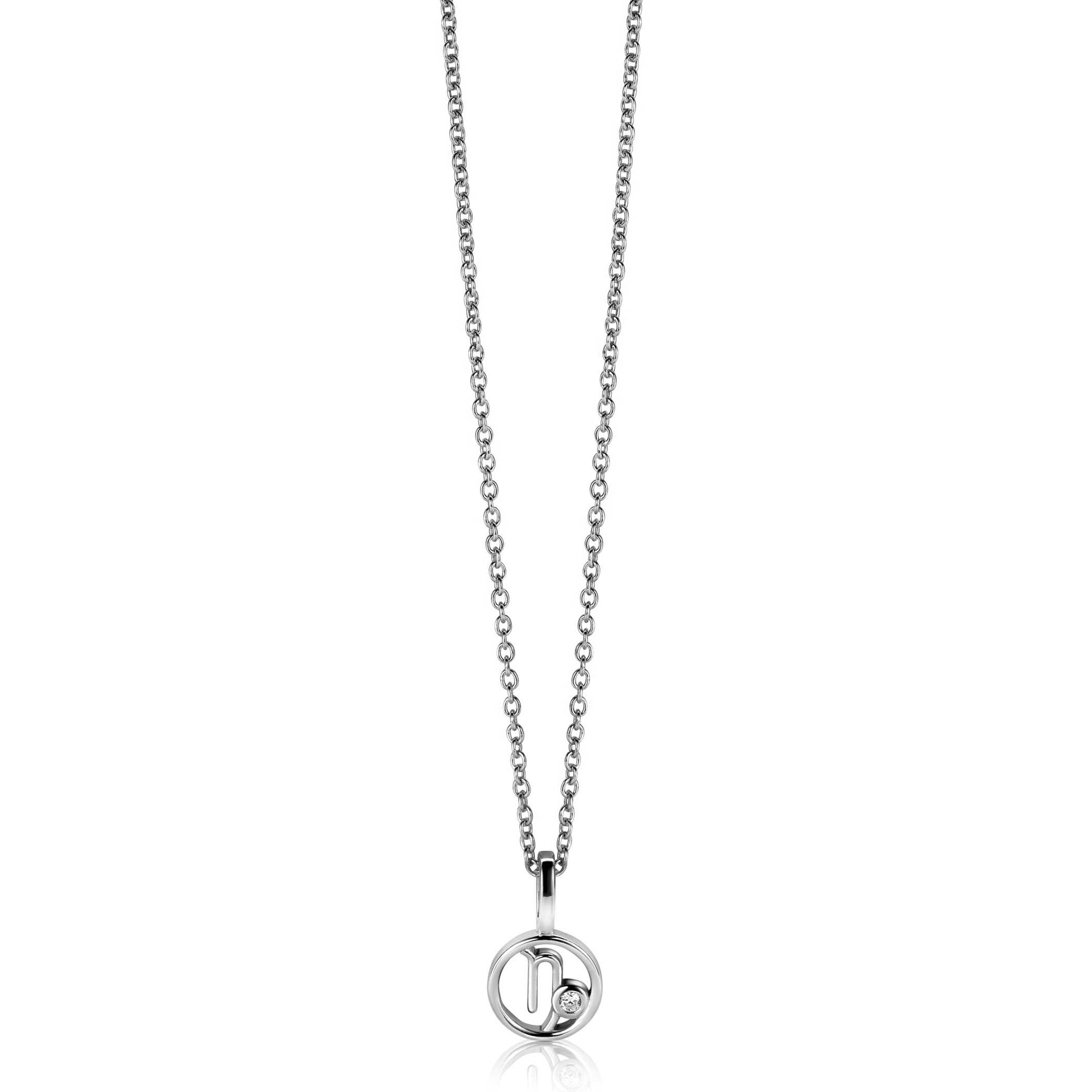 Zinzi zilveren Steenbok sterrenbeeldhanger bezet met witte zirkonia ZIH-STE (zonder collier) - PansiteNederland.nl