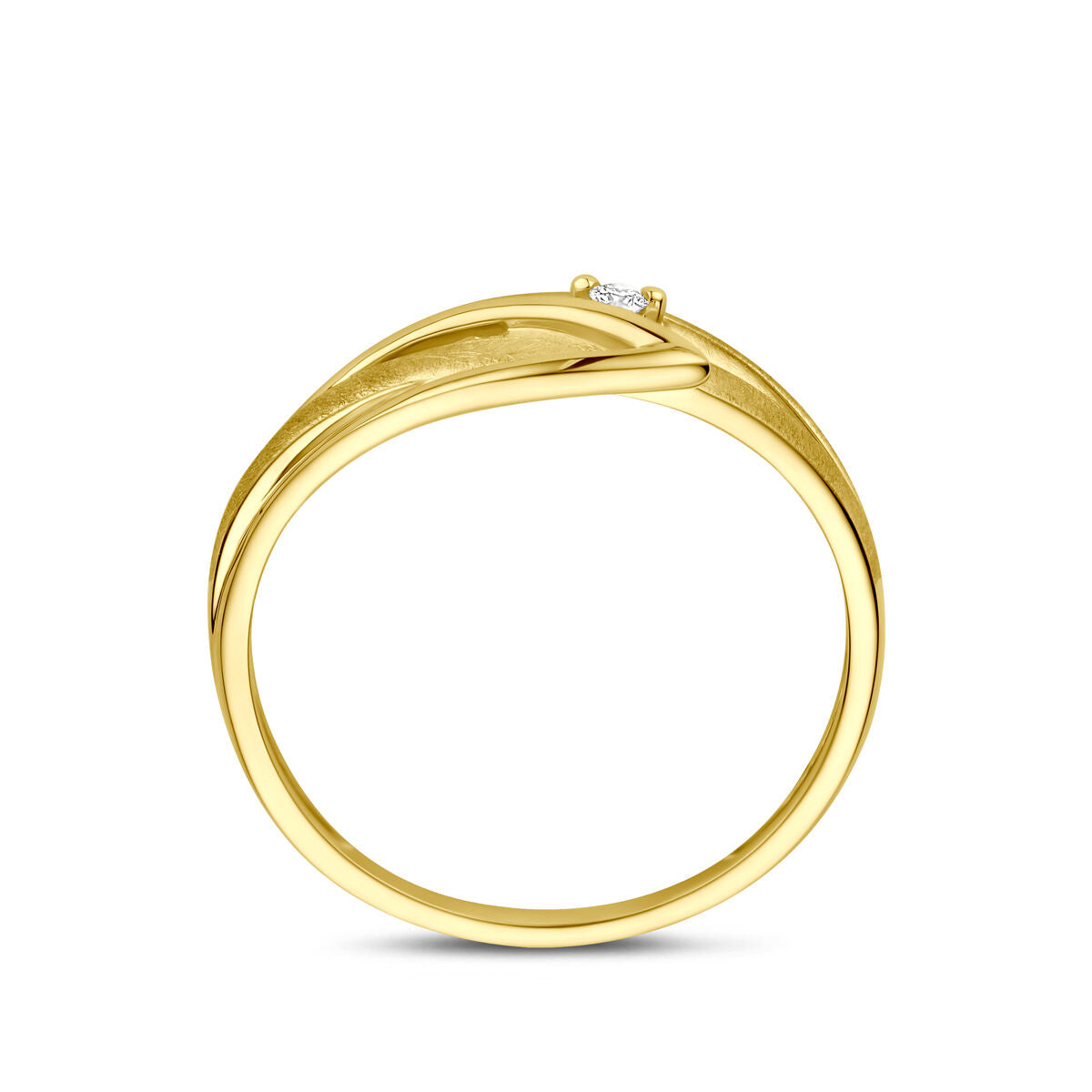 Fantasy Collection Ring poli/mat diamant 0.02ct h si 14K geelgoud