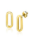 Zinzi Gold 14 krt gouden oorstekers met trendy paperclip-schakel 14mm ZGO359