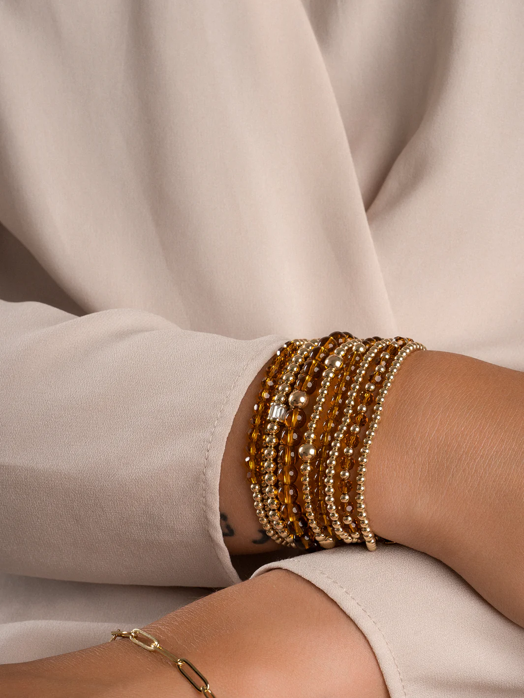 Sparkling Jewels Armband - Citrine Quartz Interstellar - Goud 3mm SBG-GEM38-3MM-MIX