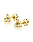 Zinzi Gold 14 krt gouden oorknoppen met drie witte zirkonia's in driehoekvorm gezet ZGO412