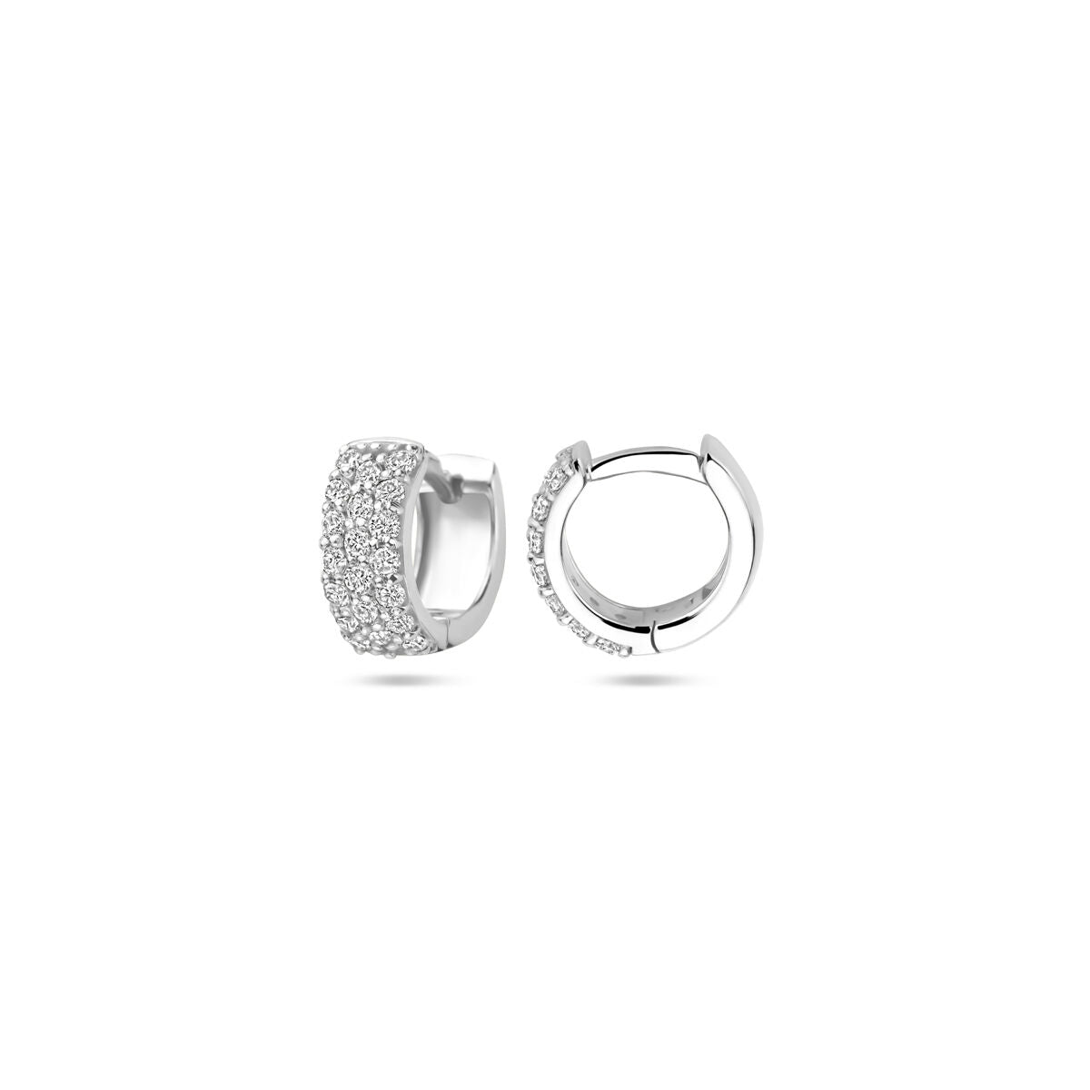 14K witgouden Klapoorringen diamant 0.40ct 2x 0.20ct h si 10 mm - 4106396