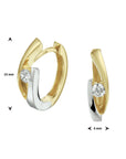 14k Bicolor gouden Klapoorringen zirkonia - 4022460