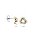 14K tricolor gouden oorknoppen diamant 0.19ct 2x 0.095ct h si 8 mm - 4300616
