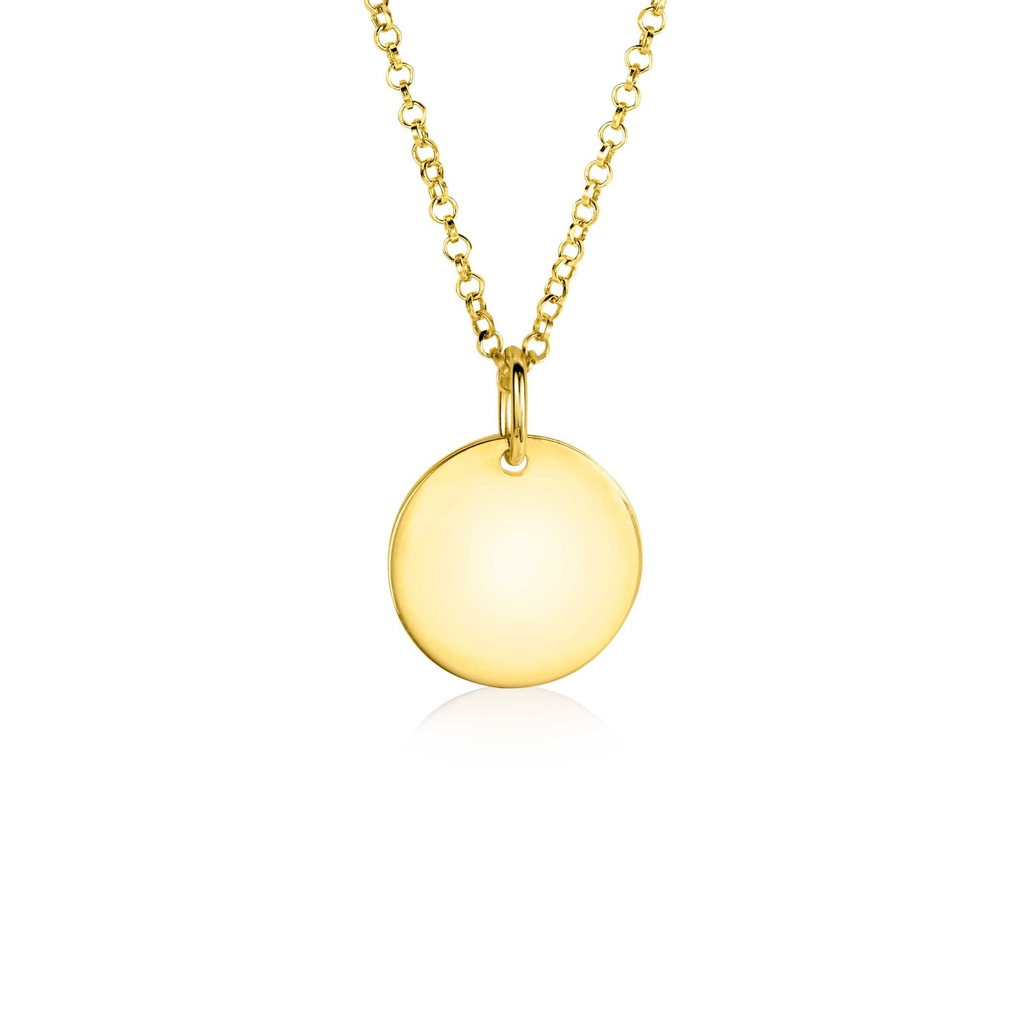 Zinzi gold plated zilveren hanger glad rond plaatje voor gravure ZIH2345G15 (zonder collier) - PansiteNederland.nl
