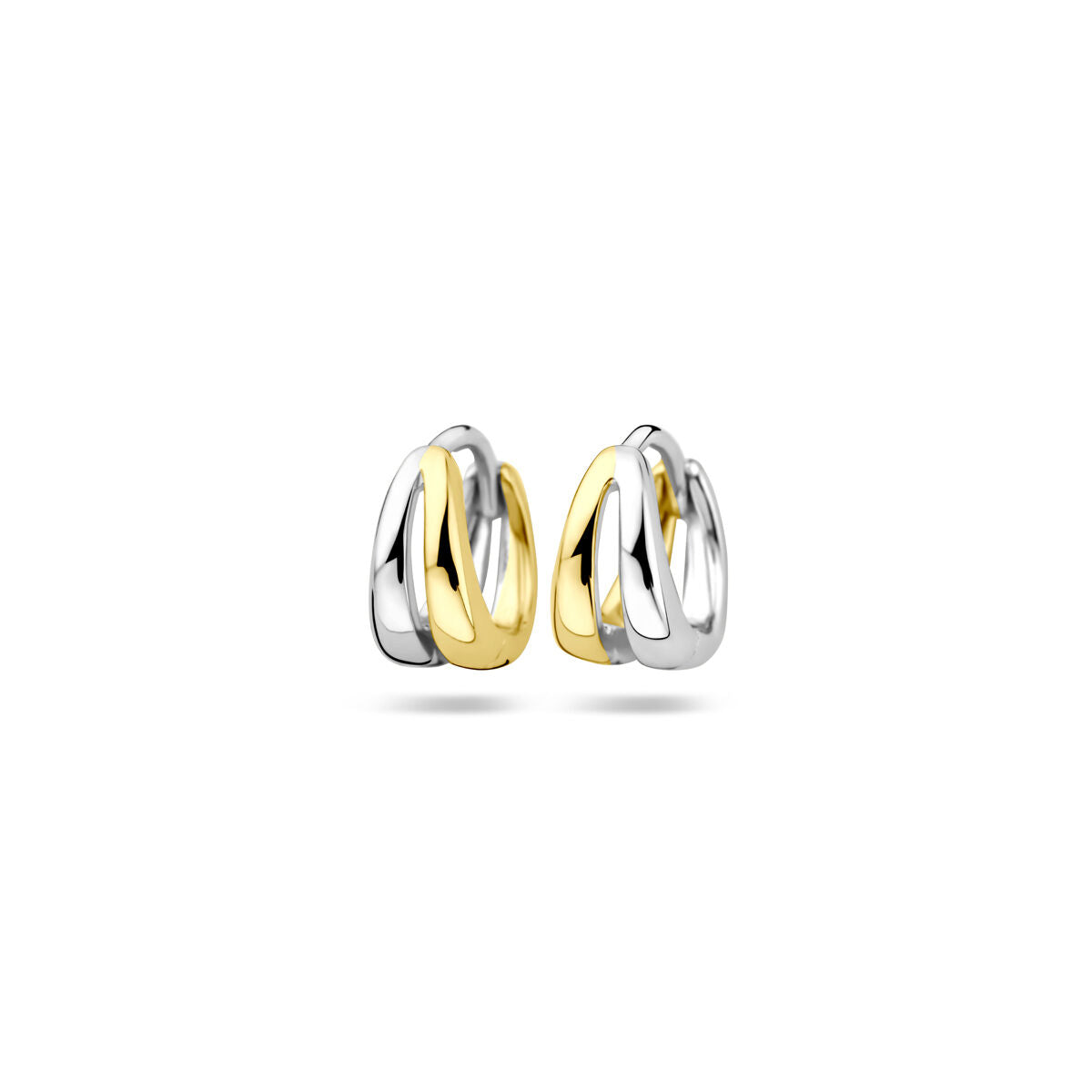 Zilveren vergulde geel/rhodium klapoorringen 10 mm - 2200467